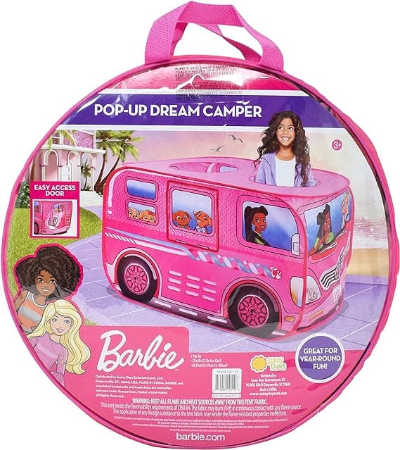 Barbie Camper Pop Up Play Tent – Large Princess Castle Tent for Girls | Folds for Easy Storage with Carrying Bag Included