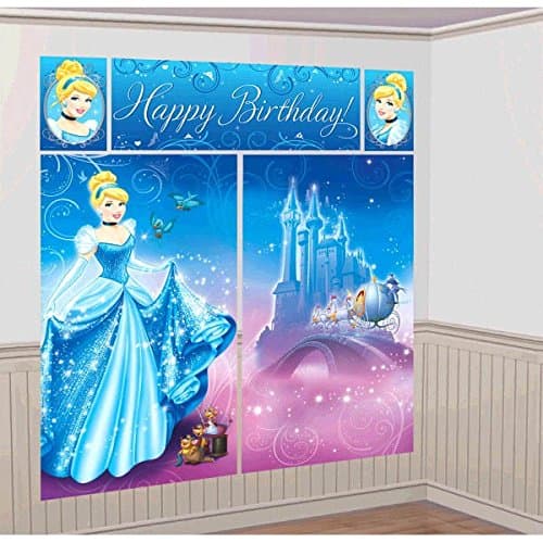 Amscan Disney's Cinderella Scene Setters, Blue, 59" x 65"