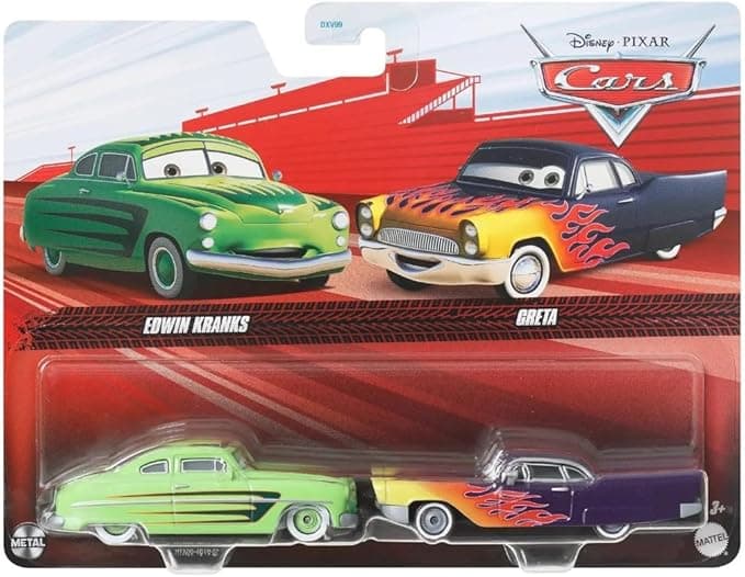 Disney Pixar Cars Die-Cast 2-Pack – Edwin Kranks & Greta (1:55 Scale)