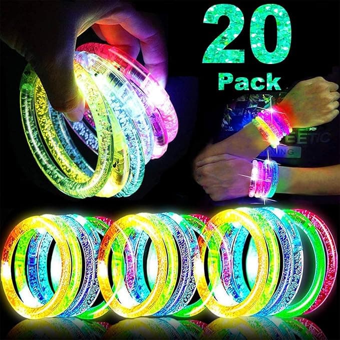 20 Pack LED Light Up Bracelets Glow in The Dark Party Supplies, Colorful Flashing Bracelet Light Up Toys Birthday Gifts, Goodie Bags Fillers, Concert Party Favors, Treasure Box Toys Classroom Prizes