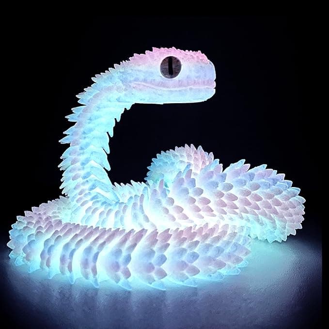 24in 3D Printed Snake Toys, Flexible 3D Printed Animal, Eco-Friendly Fidget ADHD Snake Toys, Perfect Desk Pet for Animal Collectors