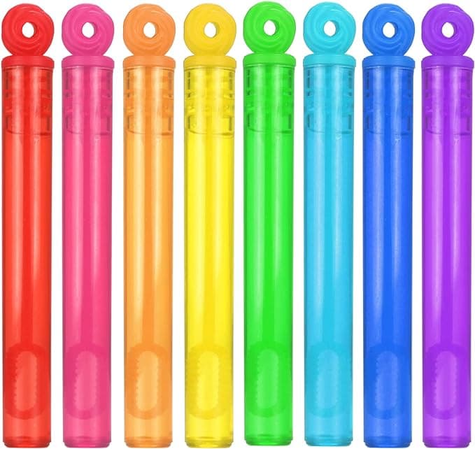 32-Piece 8 Colors Mini Bubble Wands Assortment Party Favors Toys for Kids Child, Christmas Celebration,Thanksgiving New Year, Themed Birthday,Wedding, Bath Time,Summer Outdoor Gifts for Girls Boys