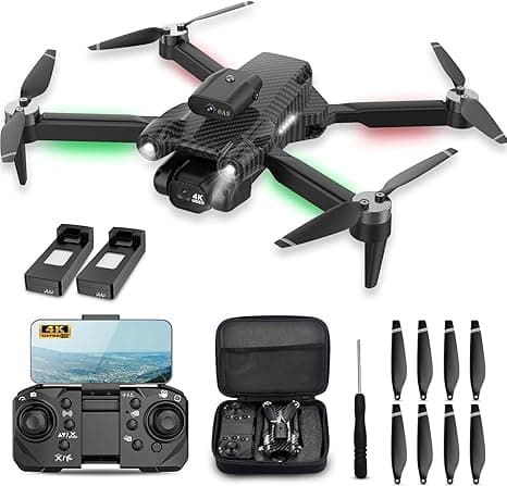 4K Camera Drone for Kids 8-12 & Adults - Beginner-Friendly Mini Drone with Emergency Stop, 360° Flips, Carrying Case & 2 Batteries, Headless Mode,RC Quadcopter Toys for Boys Girls Age 6-14