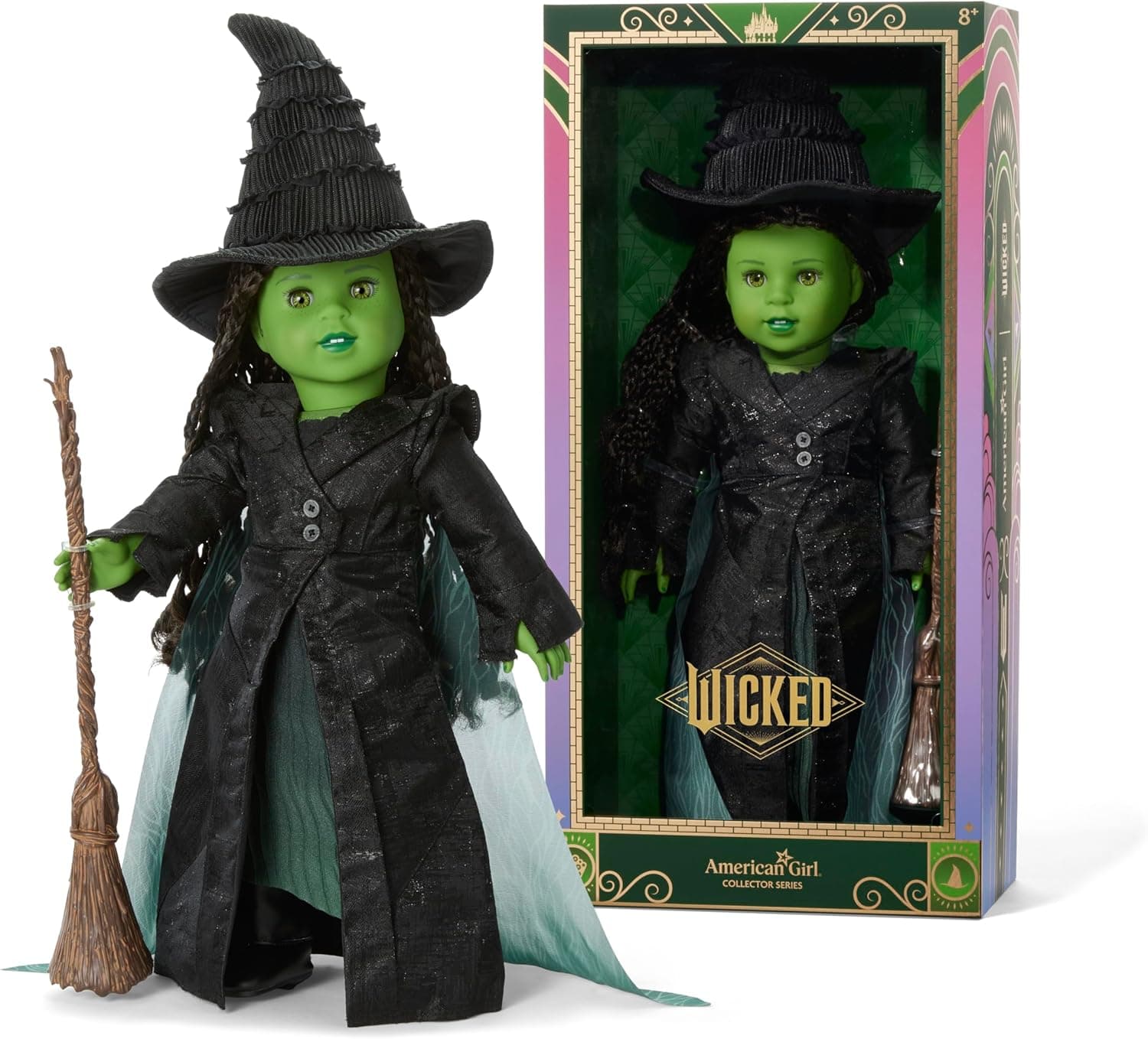 American Girl Wicked Elphaba Doll Collector Series, with Green Eyes and Skin, Dark-Brown Micro-Braided Hair, Ages 8+