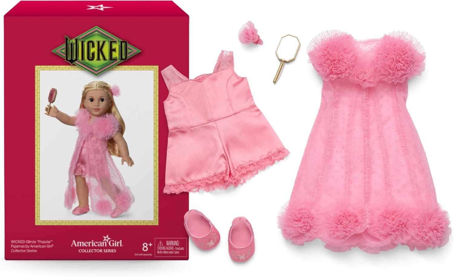 American Girl Wicked Glinda “Popular” Pajamas Collector Series, Doll Outfit and Accessories, 5 pcs, for Ages 8+