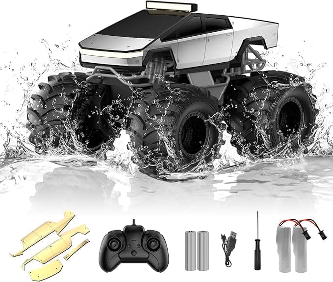 Amphibious Remote Control Car, 1:18 Monster Truck Toys for boys RC Cars, 2.4 GHz Waterproof RC Trucks, 4WD All Terrain Off-Road Pickup, Kids Christmas Birthday Gifts Present Boys Girls Toys Ages 6+