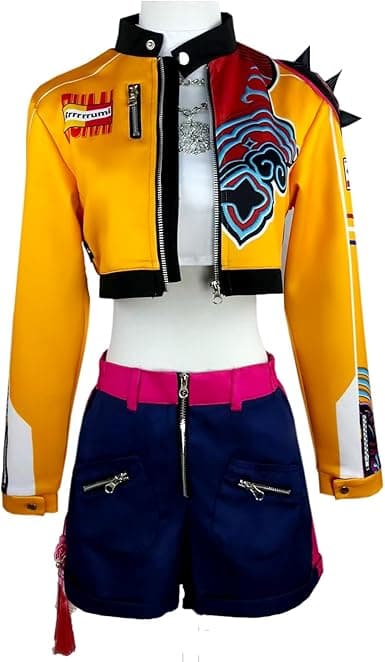 Anime-Style Cosplay Costume Outfit with Coat, Top, Shorts, and Necklace (Includes Tassel Pendant) for Girls