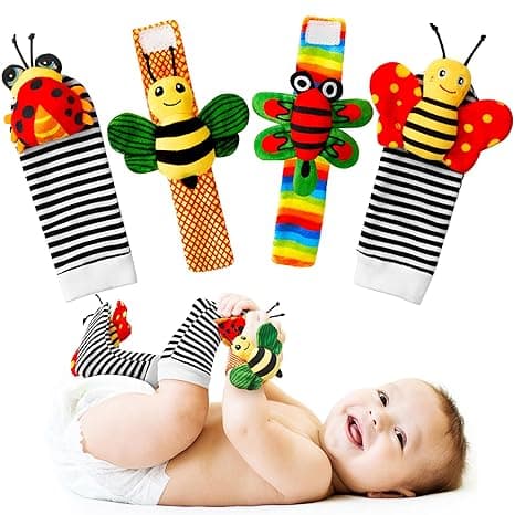 Baby Toys 0-6 Months: Baby Socks Baby Rattles 0-6 Months Baby Gifts for Boys Girl Infant Toys Baby Wrist Rattles Socks Baby Shower Gifts - Newborn Toys Hand & Feet for 0-3 0-12 Months Birthday Gifts
