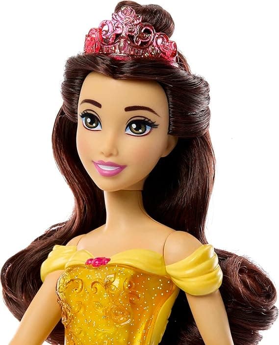 Mattel Disney Princess Toys, Belle Fashion Doll, Sparkling Look with Brown Hair, Brown Eyes & Tiara Accessory, Inspired by the Beauty & the Beast Movie