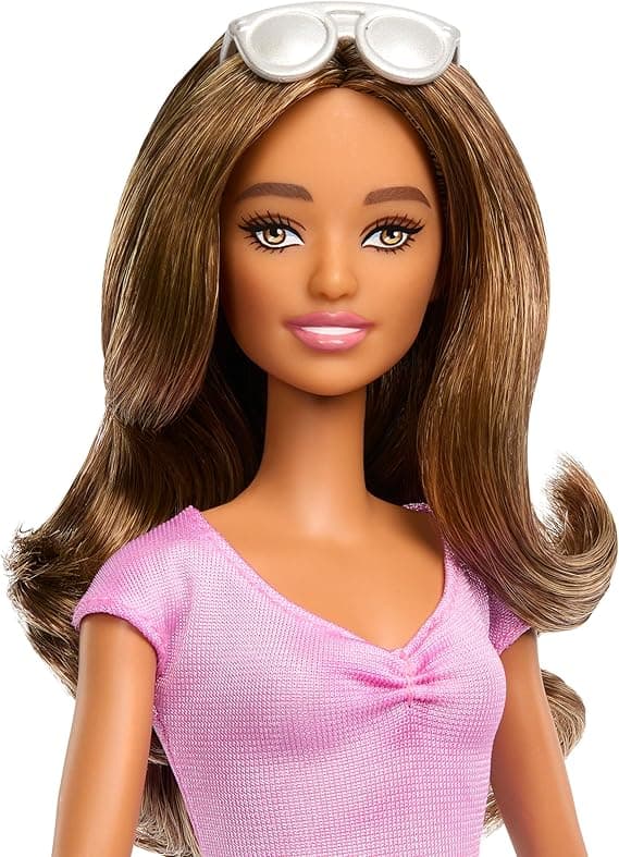 Barbie Fashionistas Doll #228, Blind Doll Wearing Pink Top and Ruffled Skirt with Cane and Sunglasses in Partnership with The American Foundation for The Blind