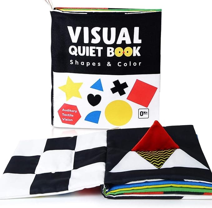 beiens High Contrast Black and White baby book - Touch and Feel Crinkle Sensory Toy - Visual Stimulation Interactive Montessori Toys for 0-12 Months Infant Newborn - Easter Basket Stuffers Shower Gift