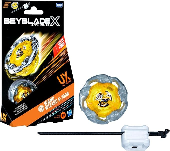 Beyblade X Wand Wizard 5-70DB UX Starter Pack Set with Stamina Type Top and Launcher; Authentic Takara Tomy Battle Tops Games/Toys for Boys and Girls 8+