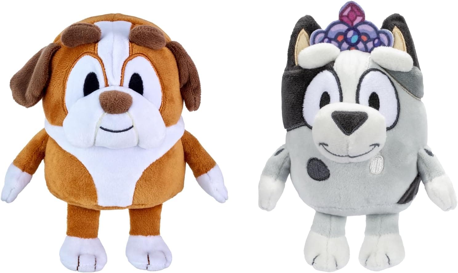 Bluey and Friends – 2 Pack Soft Stuffed Animals (Princess Muffin & Winton), Approximately 6 Inches – Cuddly Plush Toys for Kids, Embroidered Faces, Travel Size, Gift for Toddlers Ages 3+