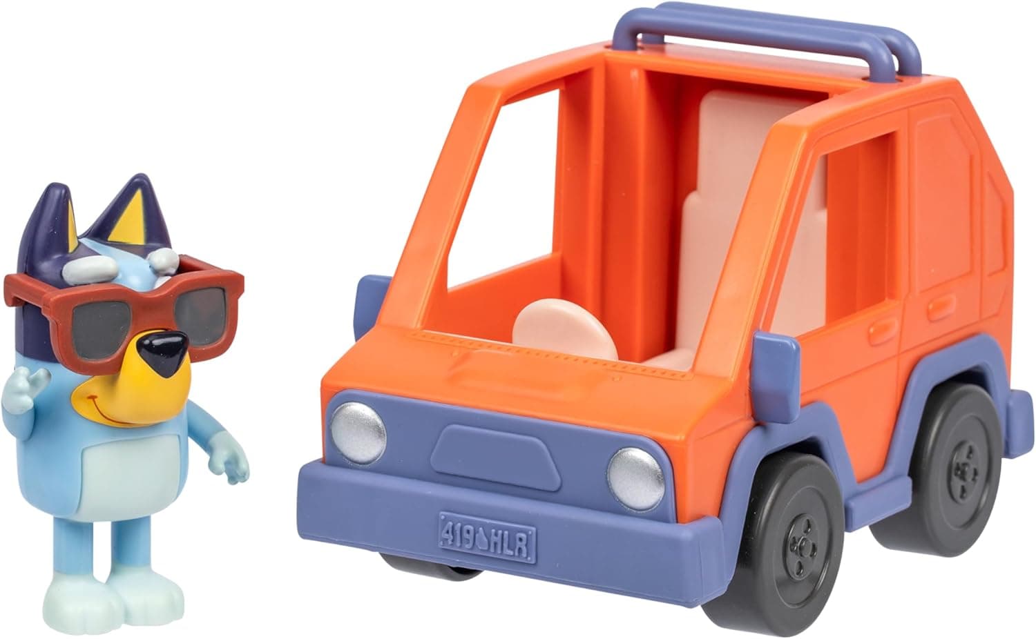 Bluey Basic 4WD Toddler Toy Car, 3” Articulated Figure with Flip-Up Sunnies, Immersive Car Toys for Kids of Age 3+