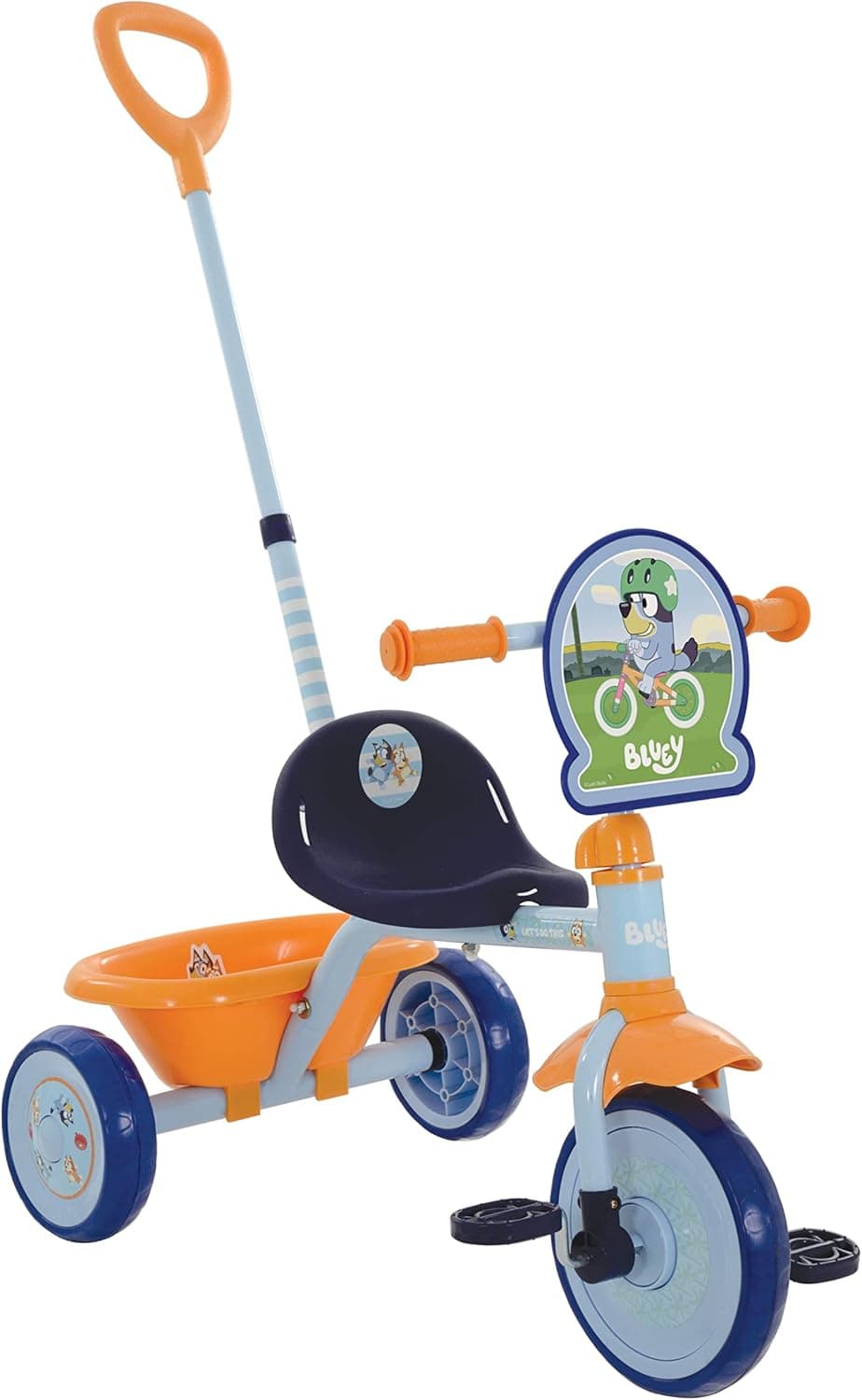 Bluey First Ride On Trike - Licensed Kids' Ride On Toy with Adjustable Handle, Easy-Switch Pedal Clutch, Puncture-Proof Tyres, Steel Frame, Front Mudguard, Rear Storage Suitable Age 2 Years +
