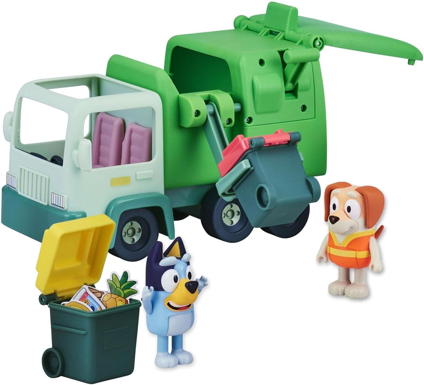 Bluey Garbage Truck - 2.5" Bluey and Bin Man poseable Figures with Playset, Multicolor