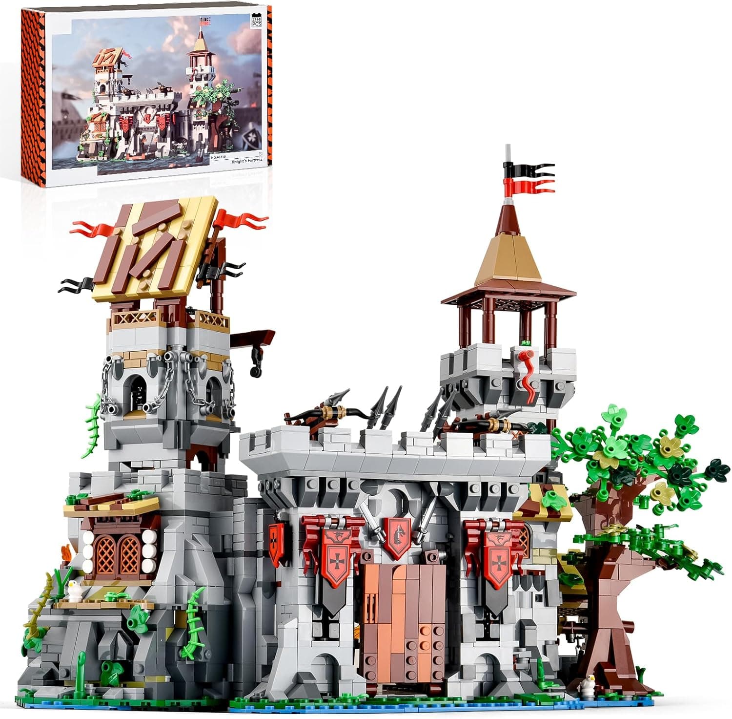 BNG Medieval Castle Building Set for Adult,2 in 1 Knights Castle Building Blocks,House Architecture Collection Toy,Home Office Decor and Creative Gift for Teen Boy 8+(2568PCS)