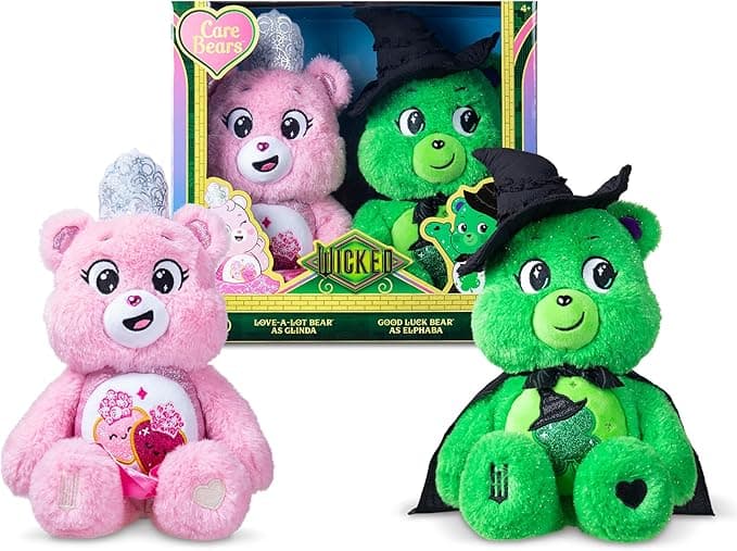 Care Bears x Wicked 2-Pack - Love-a-Lot Bear as Glinda & Good Luck Bear as Elphaba