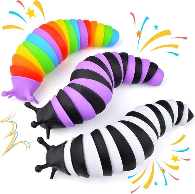 Cevioce Fidget Slug Toy, Sensory Slug Fidget Toy for Kids & Adults, 3Pcs Cute Autism Sensory Toys for Autistic Children, Kids Easter Basket Stuffers Gifts for Toddler Girls Boys Stress Relief Toy