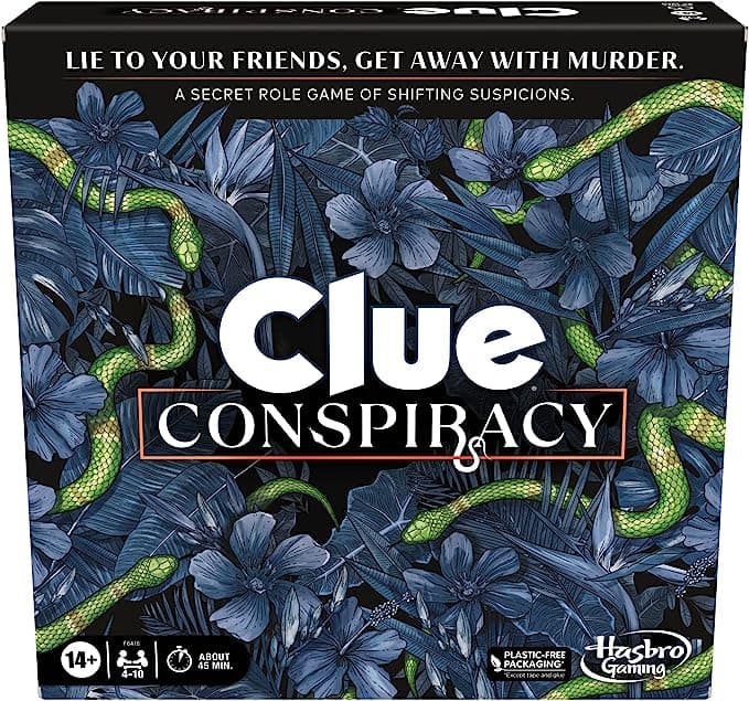 Clue Conspiracy Board Game for Adults and Teens, Great Halloween Party Game, Secret Role Strategy Games, Ages 14+, 4-10 Players, 45 Minutes, Mystery & Party Games