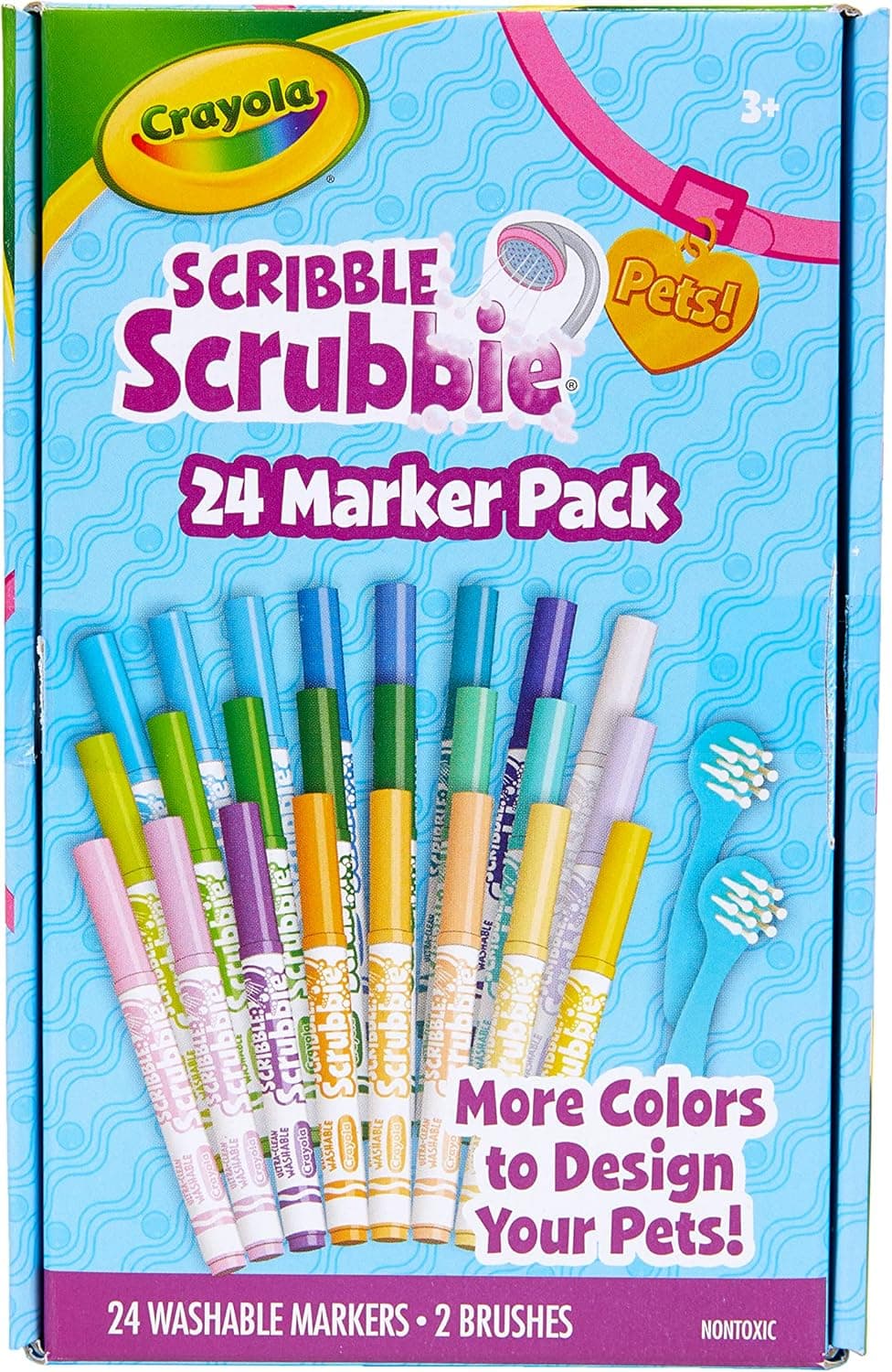 Crayola Scribble Scrubbie Pets Marker Set, 24 Washable Markers For Kids, Gifts For Girls & Boys