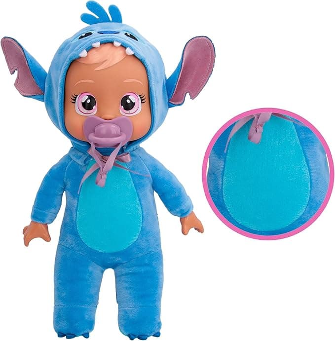 Cry Babies Disney 9" Plush Baby Doll Tiny Cuddles Inspired by Disney Stitch That Cry Real Tears for Kids Age 18 Months and Up