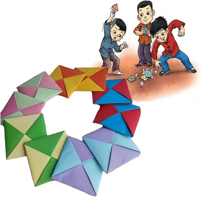 Ddakji Game, Ddakji Korean Game, Ddakji Paper Flip Toy, 20PCS Hard Cardboard Hiting Paper Game Party Supplies Game with Friends Props for Role-Playing Nostalgic Four-Corner Cardboard Game Multiplayer