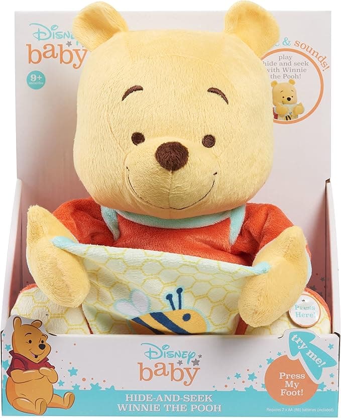 Disney Baby Hide-and-Seek Winnie The Pooh Interactive Plush, Officially Licensed Kids Toys for Ages 09Month by Just Play
