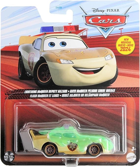 Disney Cars 2024 Diecast Metal Cars On The Road B-Movie Lightning McQueen Deputy Hazard with Slime
