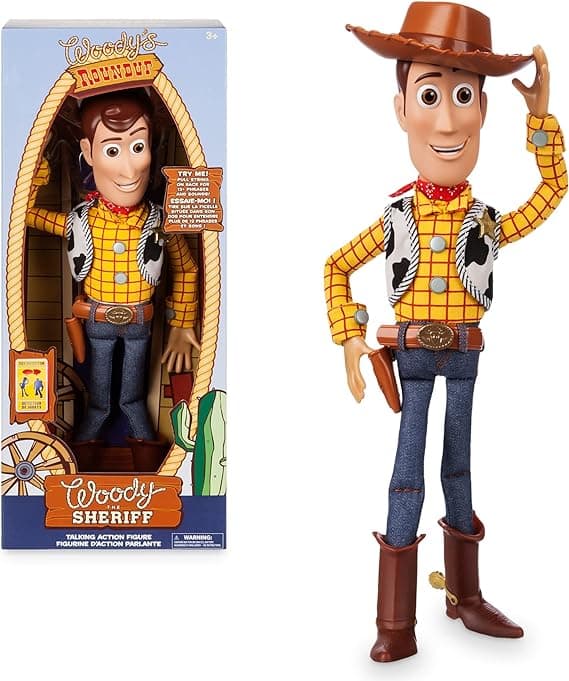 Disney Store Official Woody Interactive Talking Action Figure - Toy Story Toys - Pull String Woody Toy Story Doll with Phrases & Interactive Feature, Soft Body Construction, Detachable Cowboy Hat