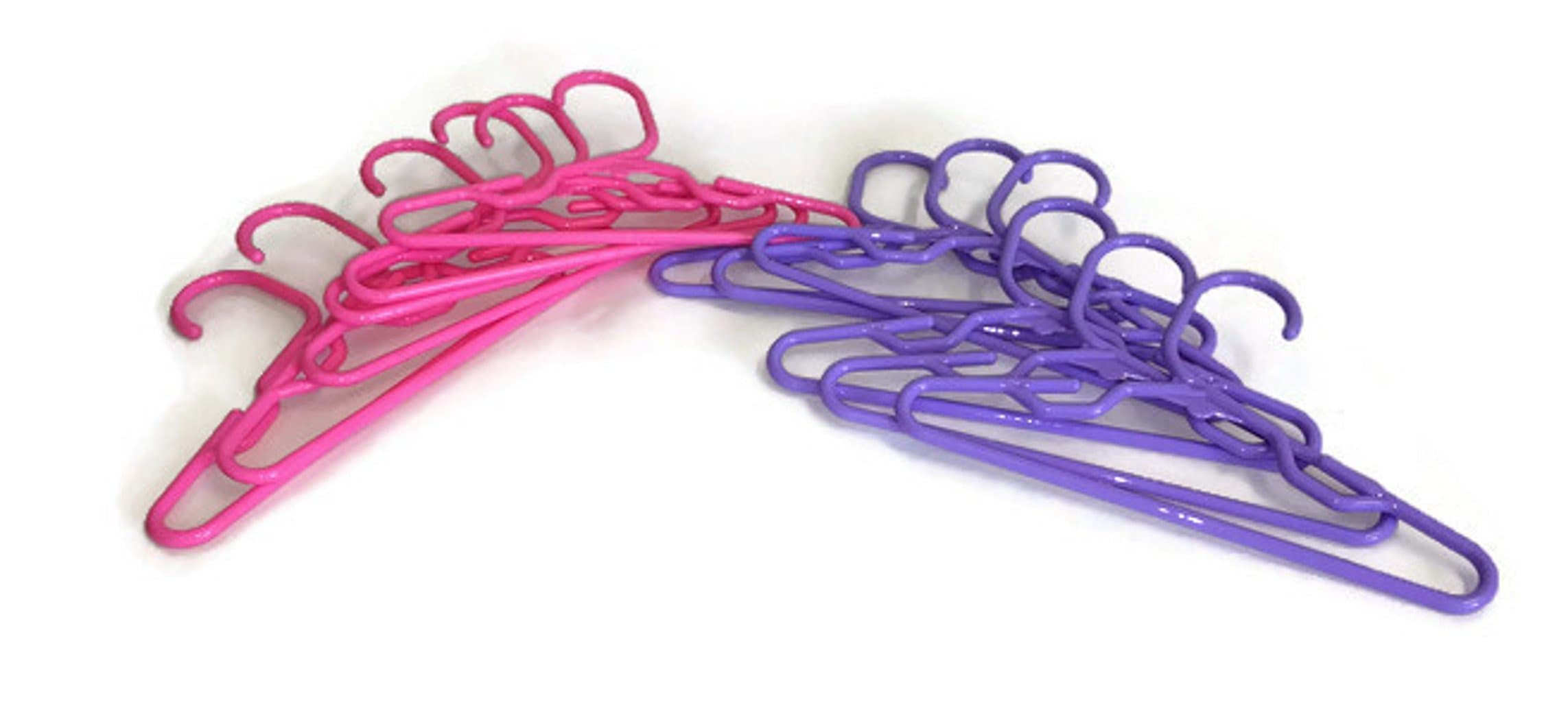 Doll Hangers Set of (12) 6 Lavender Plastic and 6 Pink Fits 18 American Girl Doll Clothes, Doll Accessories