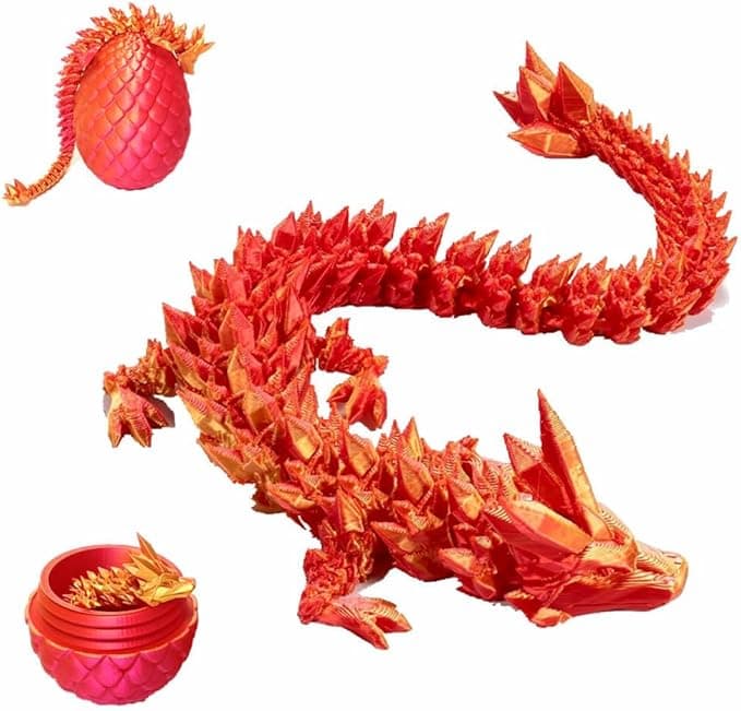Easter Basket Stuffers, 3D Printed Dragon Surprise Egg, Executive Dragon Fidget Desk Toys Decorative Easter Egg Fillers Easter Gifts for Boys Kids Home Decor (Red)