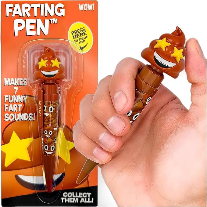 Easter Basket Stuffers for Teens & Boys - Farting Poop Pen with Multiple Sounds, Funny Gag Gift, Novelty Prank Toy (Star Eyes)