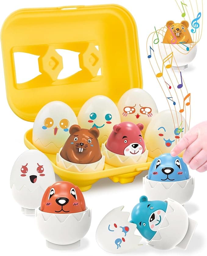 Easter Egg Toys for Toddlers 1-3, Easter Basket Stuffers for Toddlers 1-3 Prefilled Easter Eggs with Toys Inside, Matching Sensory Eggs Toys, Easter Gifts for 3 Year Old Girls Boys