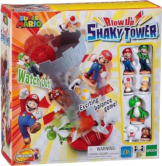 Epoch Games Super Mario Piranha Plant Escape! - Tabletop Action Game for Ages 4+ with 2 Collectible Super Mario Action Figures