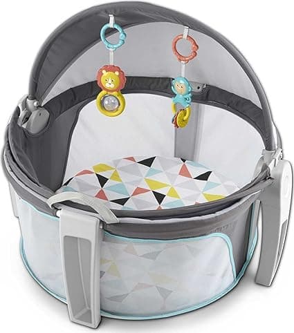 Fisher-Price Portable Bassinet and Play Space On-the-Go Baby Dome with Developmental Toys and Canopy, Windmill