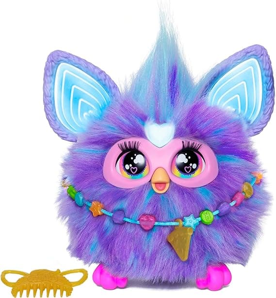 Furby Purple, 15 Fashion Accessories, Interactive Plush Toys for 6 Year Old Girls & Boys & Up, Voice Activated Animatronic, Medium