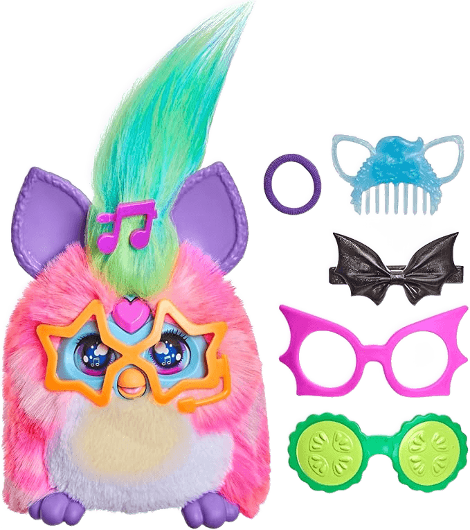 Furby Vibes Rose Berry Interactive Electronic Plush Toy with 3 Snap-On Vibe Glasses