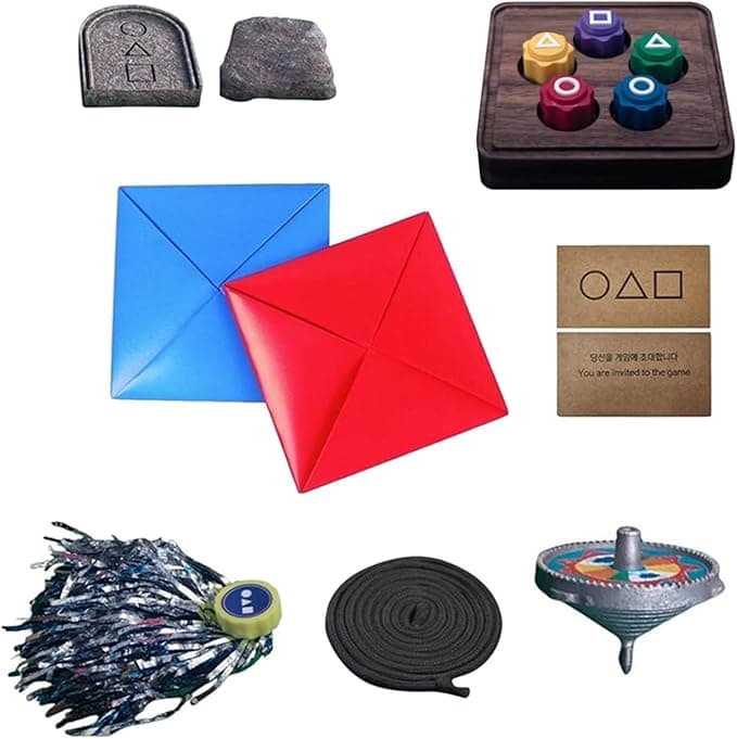 Gonggi Korean Tossing Game Set Traditional Korean Folk Games Jebi Chagi Biseokchigi Paeng-y DDAKJI Party Game Travel Game Collection (1 Set)