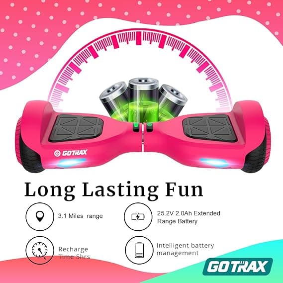 Gotrax Hoverboard with 6.5" LED Wheels & Headlight, Max 4/6 Miles Range, 6.2mph Power by Dual 200W/250W Motor, UL2272 Certified and 50.4Wh/93.6Wh Battery Self Balancing Scooters for 44-176lbs Kids
