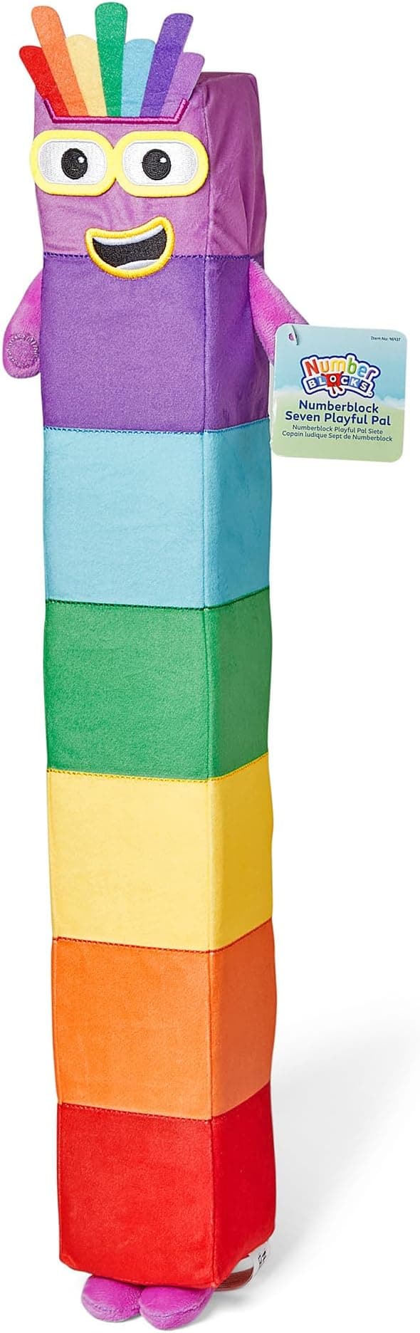 hand2mind Numberblock Seven Playful Pal Plush, Numbers for Toddlers, Preschool Math Learning Toys, Stuffed Animal Plushies, Counting Blocks Stuffies, Kids Birthday Gifts, Easter Basket Stuffers