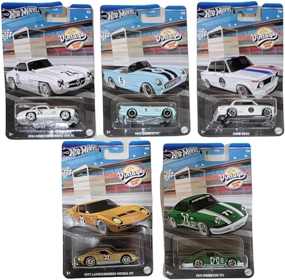 Hot Wheels 2024 Vintage Racing Club Set of 5 Diecast Vehicles from HRT81-956A Release