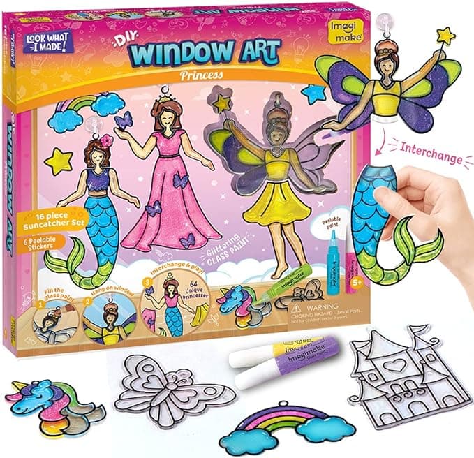Imagimake Window Art Princess | Suncatcher Kit | Arts and Crafts for Kids Ages 8-12 | Girls Toys Age 6-8 | Unicorn Gifts for Girls Age 6-8 | Easter Gifts for Kids | Easter Toys
