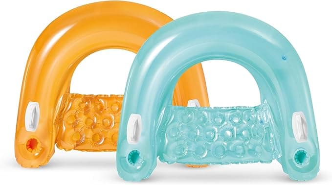 Intex 58859EP Sit 'N Float Inflatable Pool Float: Pool Lounge with Built-in Cup Holders β Heavy-Duty Handles β 220lb Weight Capacity β 58" x 39" β Colors May Vary