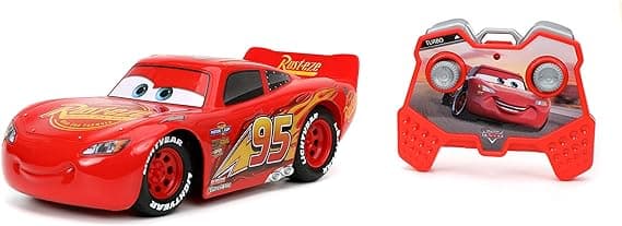 Jada Toys Pixar Cars 1:24 Lightning McQueen RC Remote Control Car 2.4 GHz Red Toys for Kids