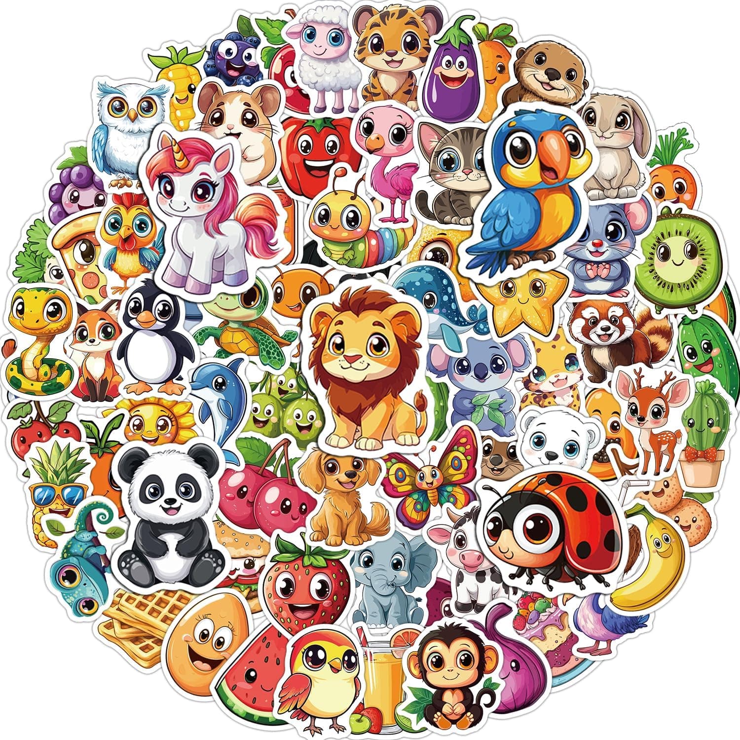 JCFIRE 200PCS Stickers for Kids, Mixed Waterproof Cute Animal Vinyl Scrapbook Stickers for Water Bottle, Book, Laptop, Goodie Bags Stuffers Kids Party Favors, Aesthetic Classroom Supplies Must Haves