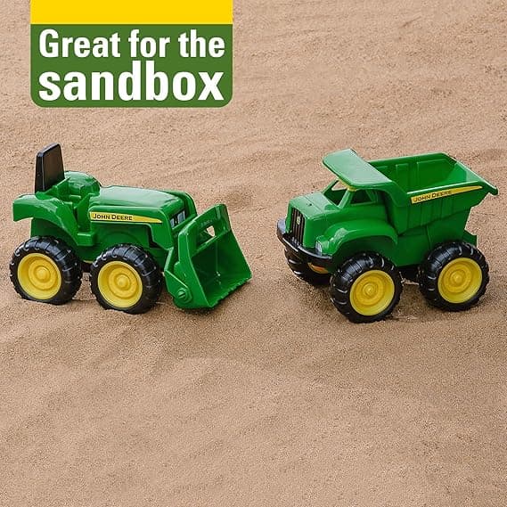John Deere Vehicle Set - Includes Dump Truck Toy and Tractor Toy with Loader - Kids Outdoor Toys - Kids Construction Toys and Sandbox Toys - 6 Inches - 2 Count - Ages 18 Months and Up