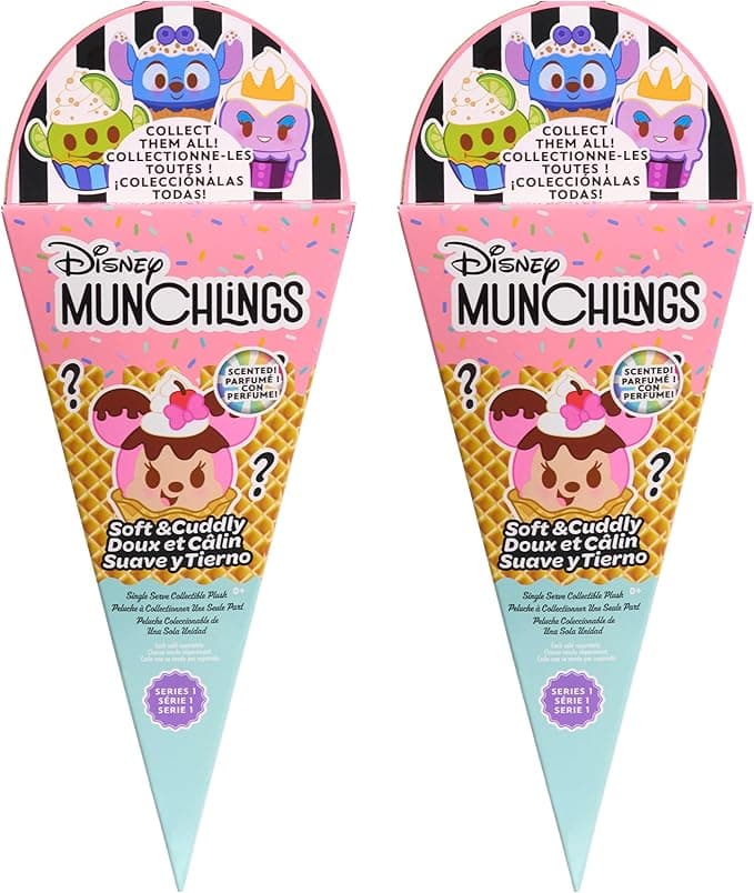 Just Play Disney Munchlings Single Serve Scented Collectible Plush 2-Pack, Kids Toys for Ages 0
