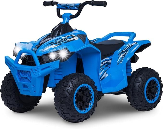 Kid Trax 12V Electric ATV - Boys and Girls Ride On Toys, Indoor/Outdoor Quad Four Wheelers, ATV Ride On, Kids' Electric Vehicle, ATV Car Vehicle w/Led Headlight, Max Weight 77 lb, Ages 3-8, Blue