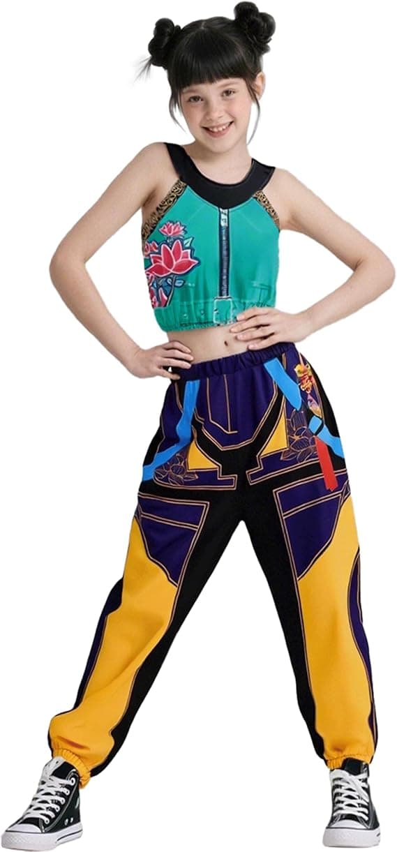 Kids Girls Singer Outfits Halloween Fancy Stage Clothes Merch 4-14Years